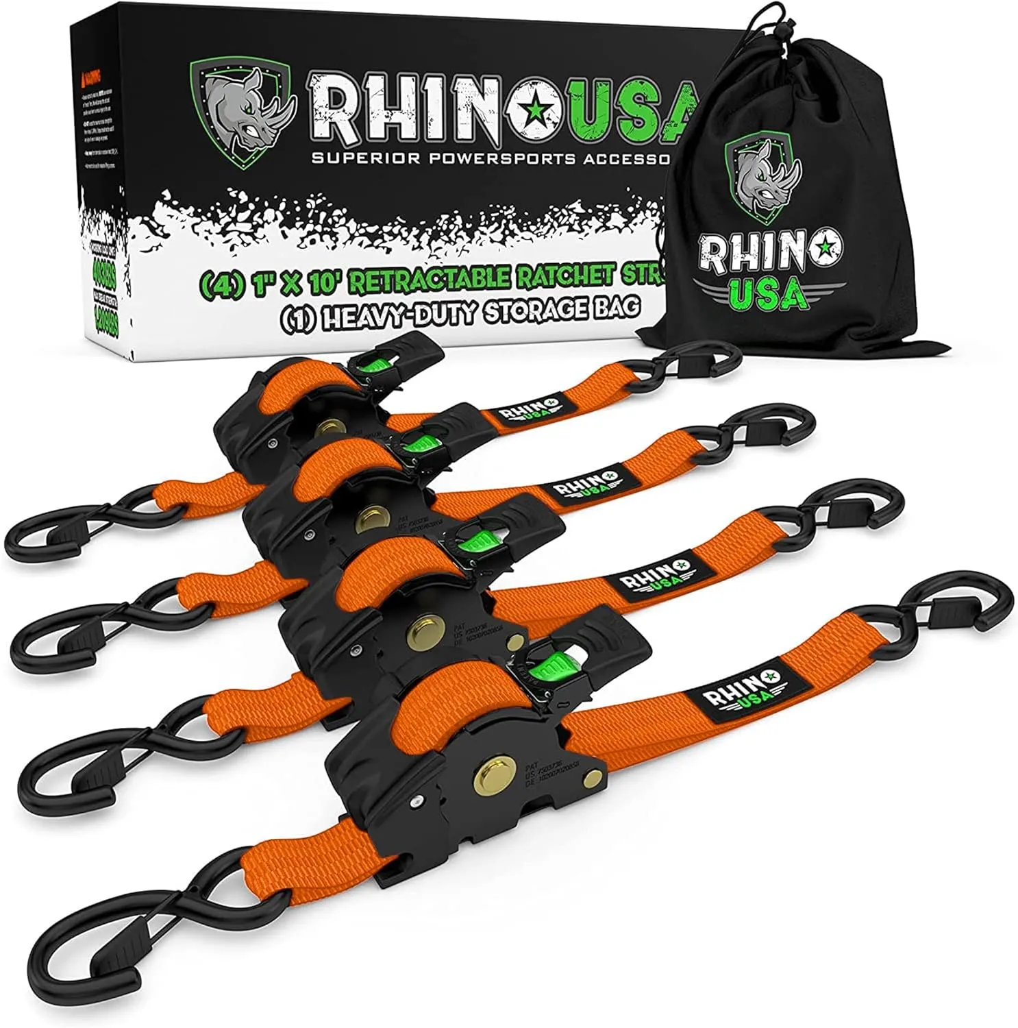 1" x 10' Retractable Ratchet Straps