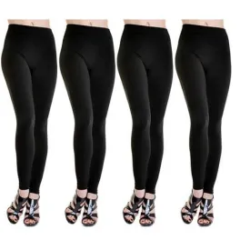 American Leggings 4-Pack Midnight Black Fleece Lined Leggings 1X/2X