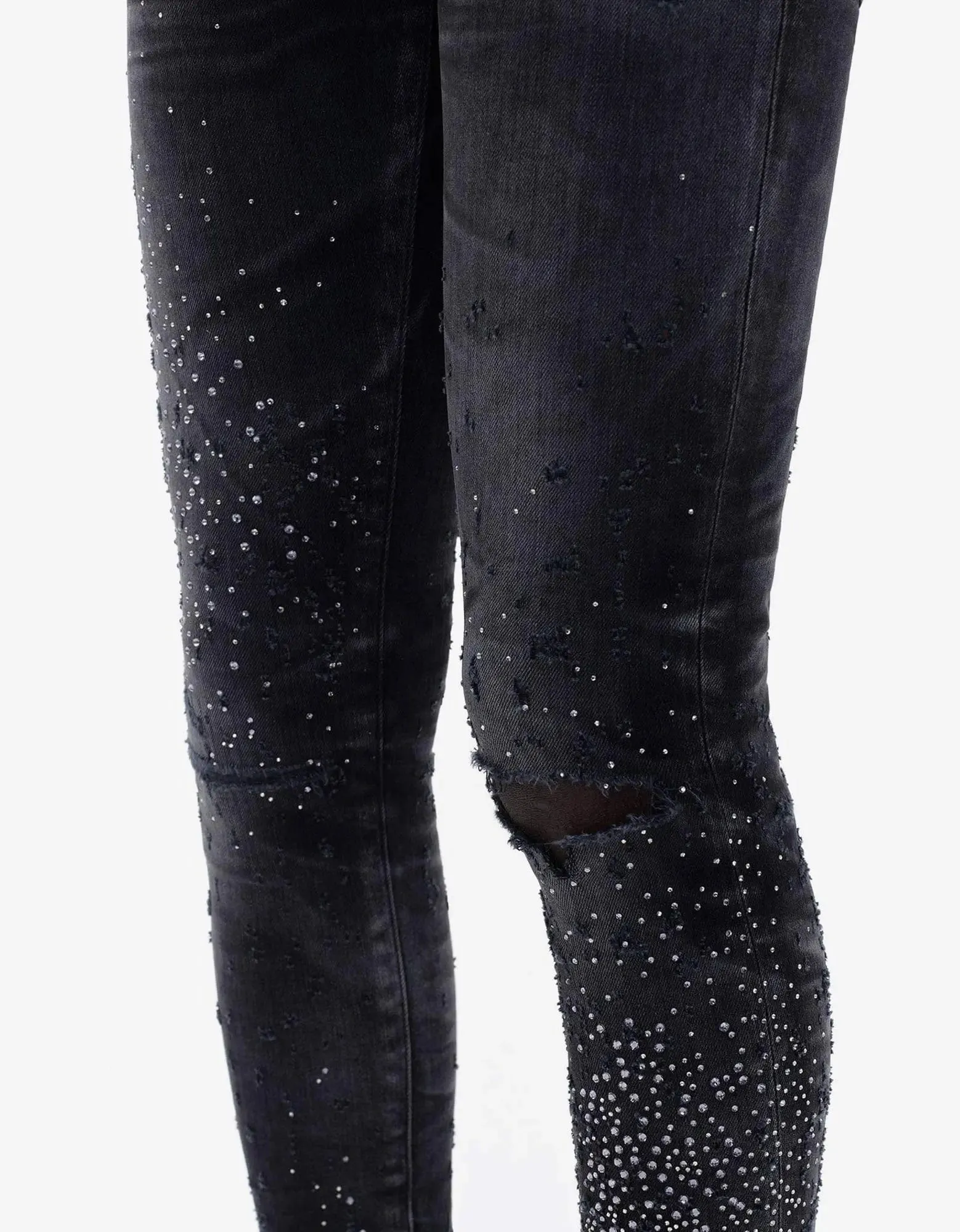 Amiri Jeans Black Crystal Shotgun