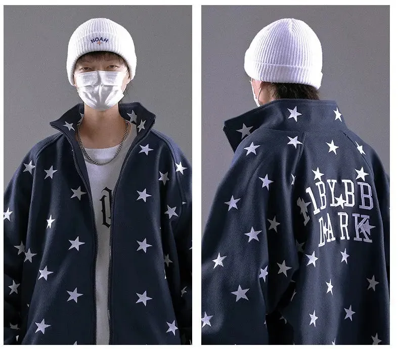 Autumn New Cardigans Star Hoodie Men Loose