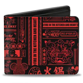 Bi-Fold Wallet - Mickey Mouse Tasting China Collage Black Red