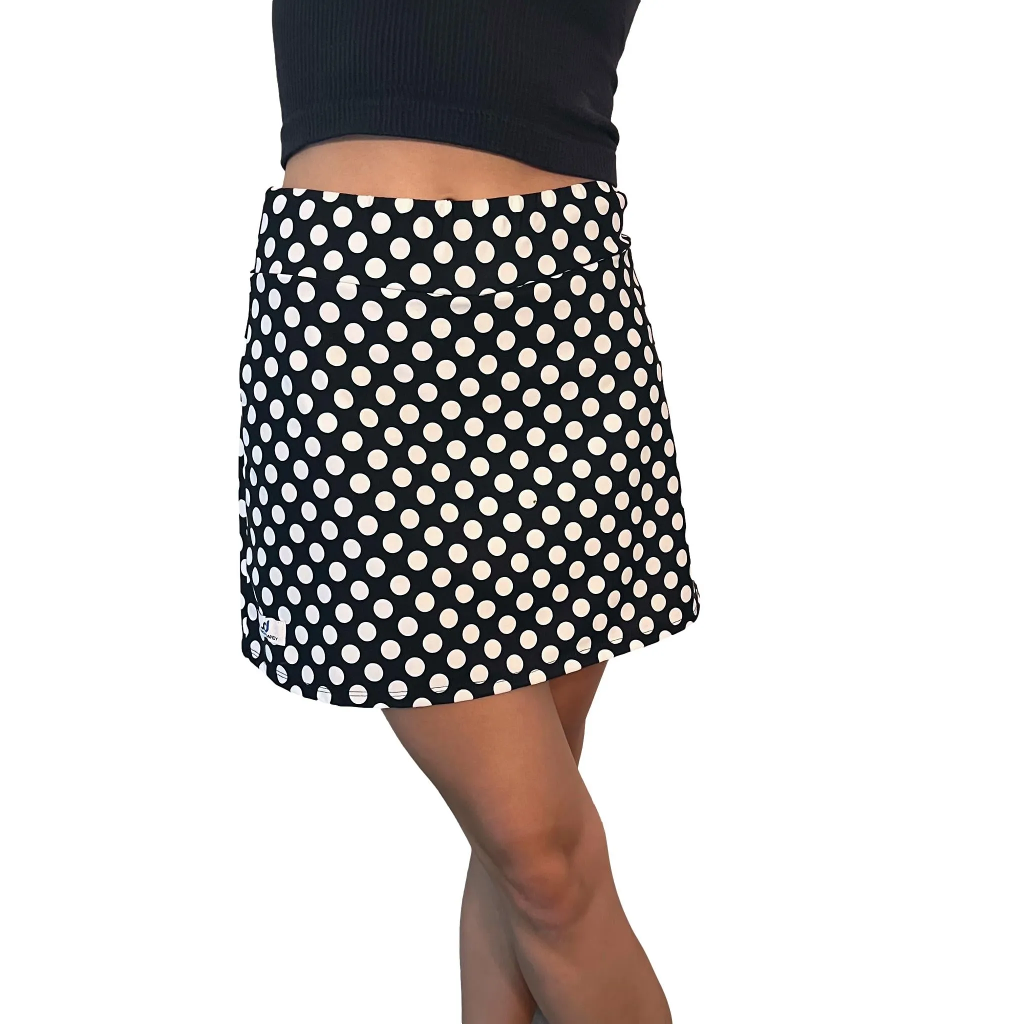 Black and White Polka Dot Athletic Slim Golf Skort