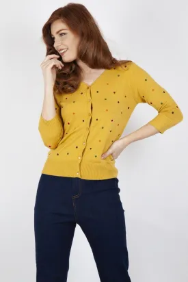 Diana Mustard Polka Dot Cardigan