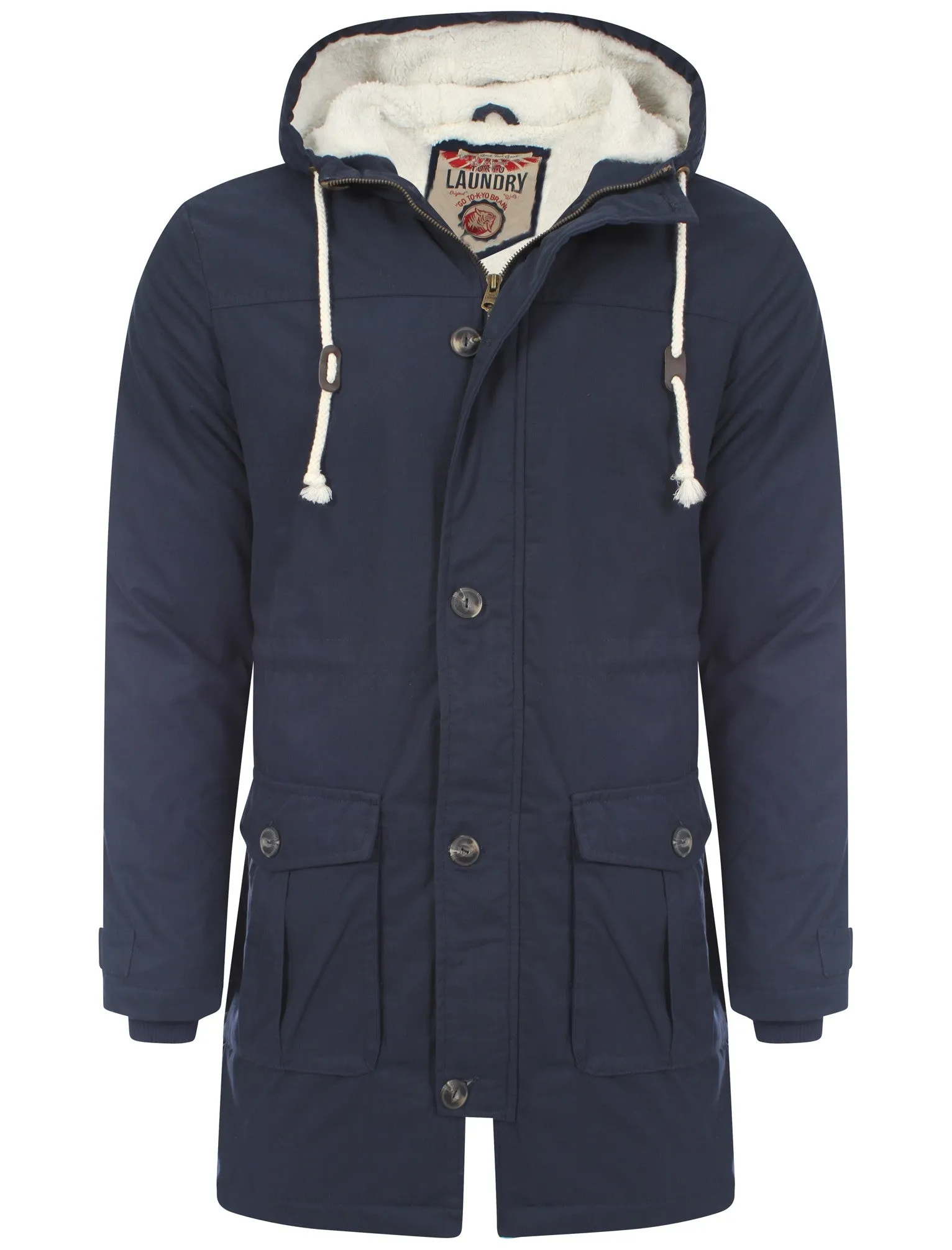 Dierk 2 Borg Lined Parka Jacket in Midnight Blue - Tokyo Laundry