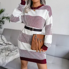 DressBetty - Women Elegant Casual Loose Knitted Round Neck Sweater Dress