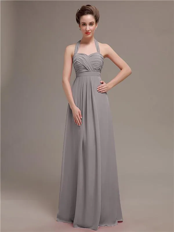 Elegant Sweetheart Halter Long Bridesmaid Dresses