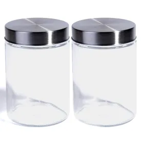 Food Saver Tall Clear Glass Storage Container Jar with Airtight Lid, 50 oz - Set of 2