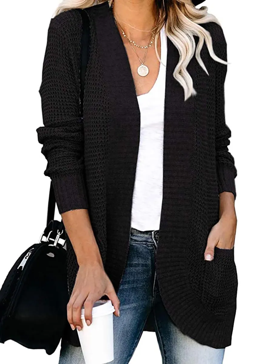 iForgirls Solid Color Long Sleeve Knitted Cardigan（5 colors）