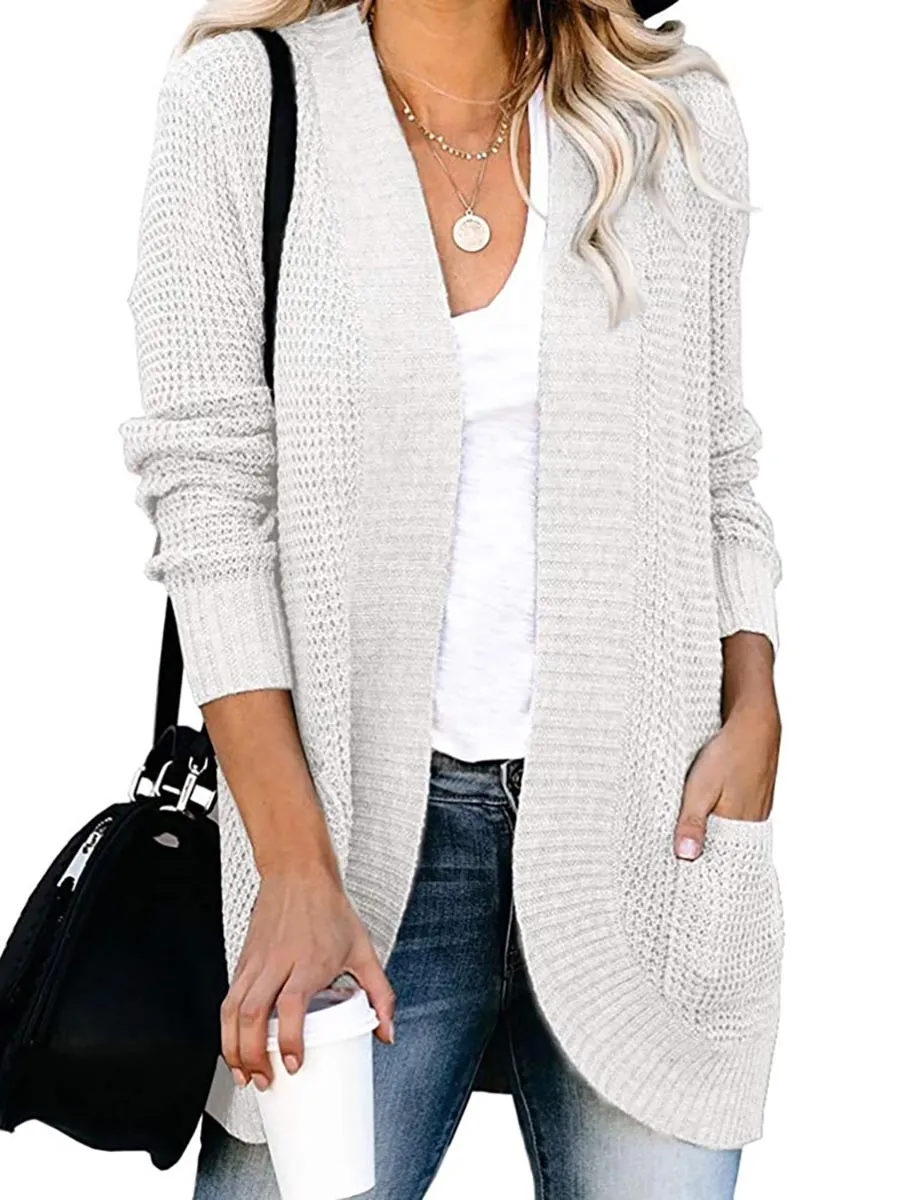 iForgirls Solid Color Long Sleeve Knitted Cardigan（5 colors）