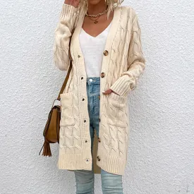 Knit sweater twist sweater women button cardigan