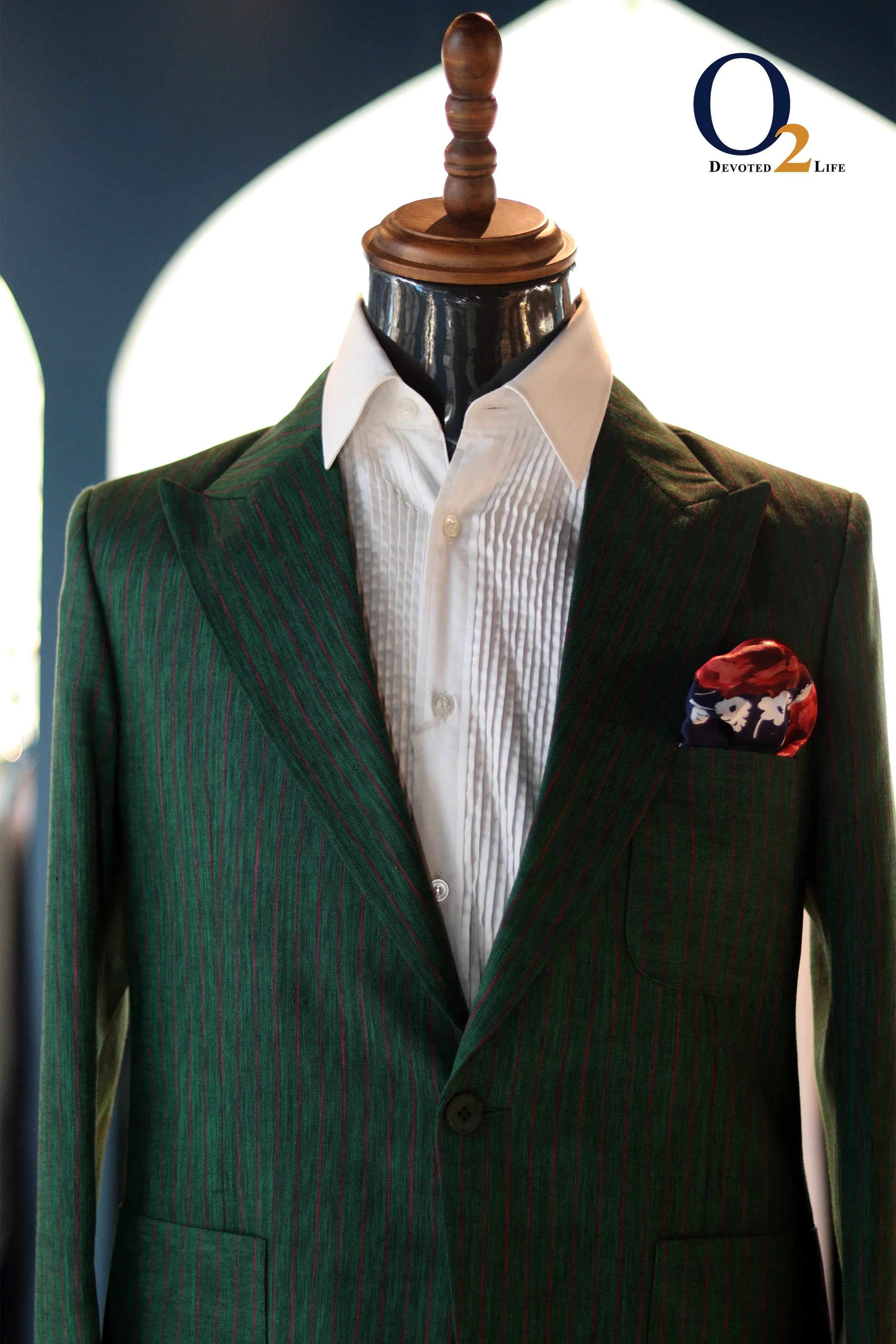 Men's Suits & Blazer For Men Green Stripe Business Man Wedding Groom Formal Wear