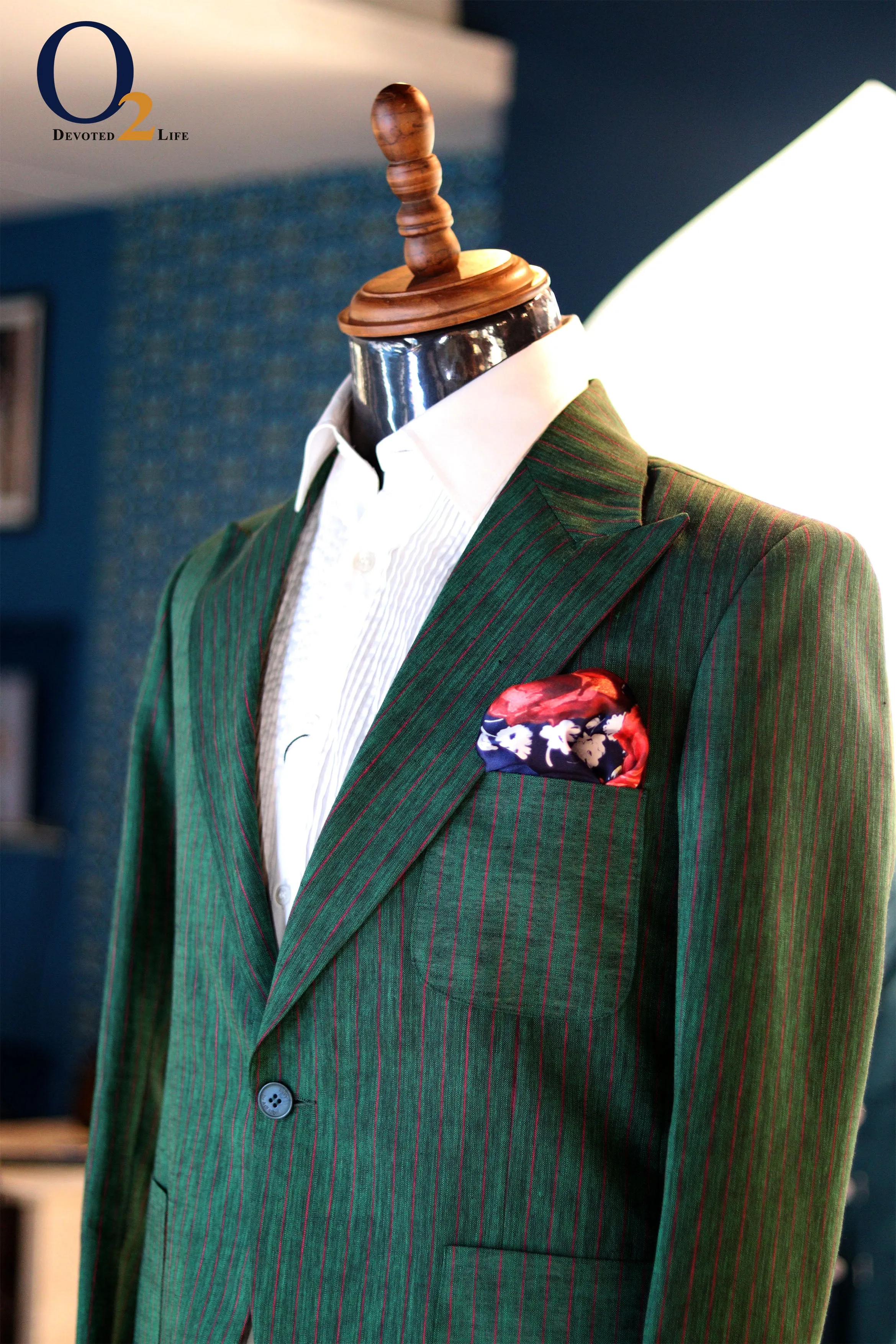 Men's Suits & Blazer For Men Green Stripe Business Man Wedding Groom Formal Wear