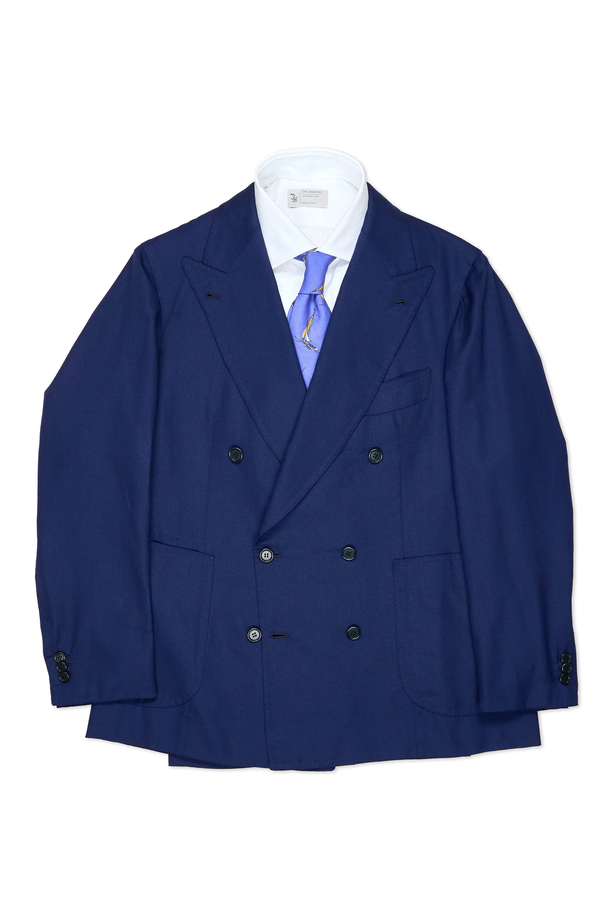 Orazio Luciano Blue Hopsack Wool DB Sport Coat