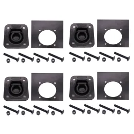 Secure Cargo with Ease: Recessed Pan D-Ring Floor Mounts (4 Pack) with Backing Plates & Hardware